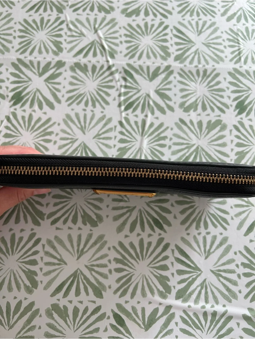 Marc By Marc Jacobs Black Leather Zip Wallet with Gold Plaque